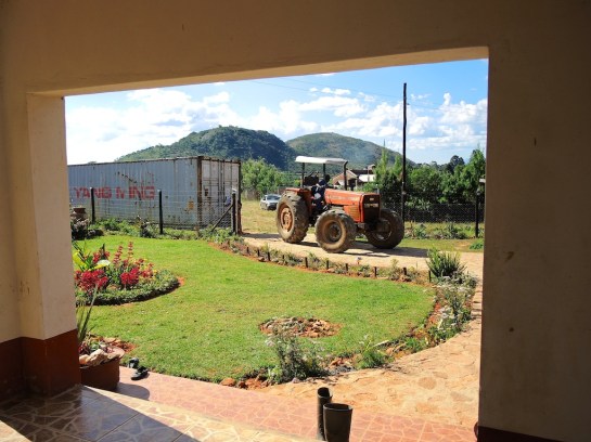 Tractor pulling the 40ft Yang Ming