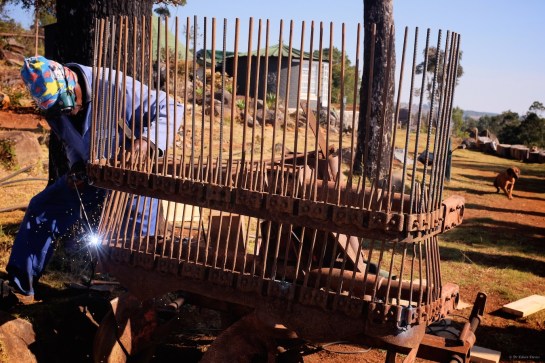 Potato lifter undergoing refurbishment