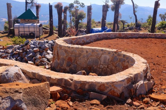 The formation of a secretory vesicle