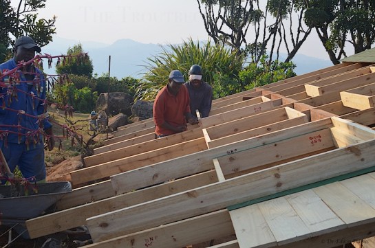 Rafters with six skylight frames