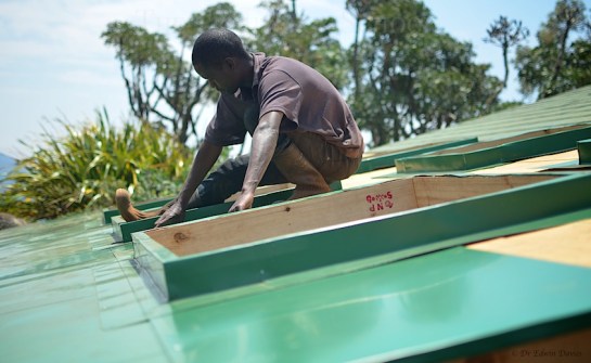 Our roofer in action on the skylights