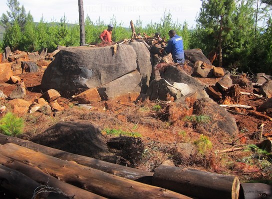Target number 1 - the largest granite boulder in our path
