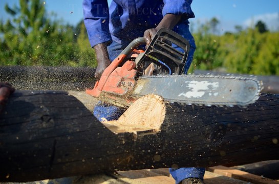 Chainsaw carving the notches a little