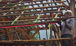 Post and Beam – hammering battens onto cantilevered overhanging&nbsp;rafters