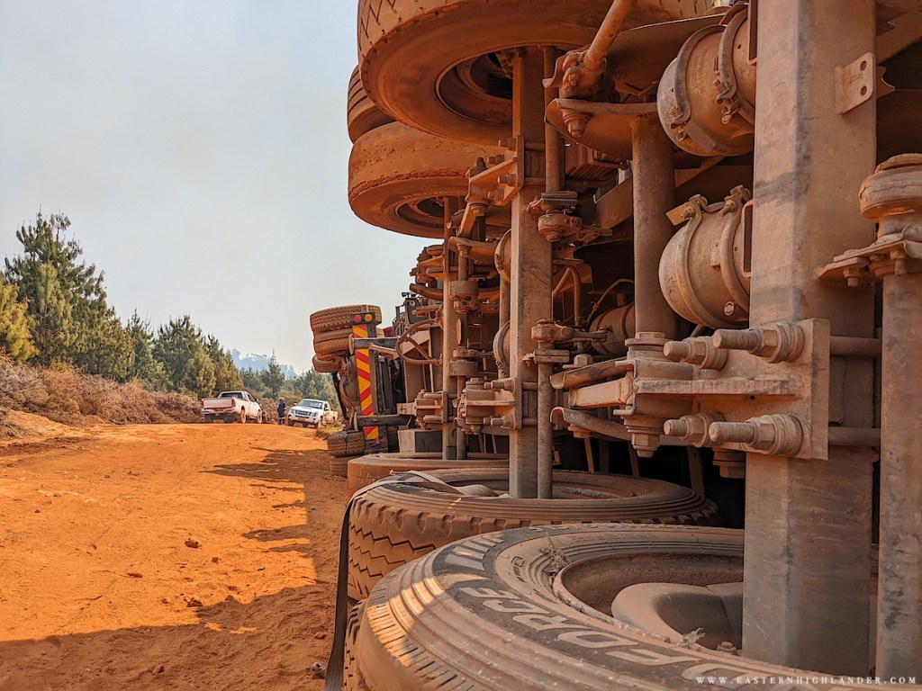 Gonyet, Artic Lorry, Semi Tractor Trailer - rolled on its side